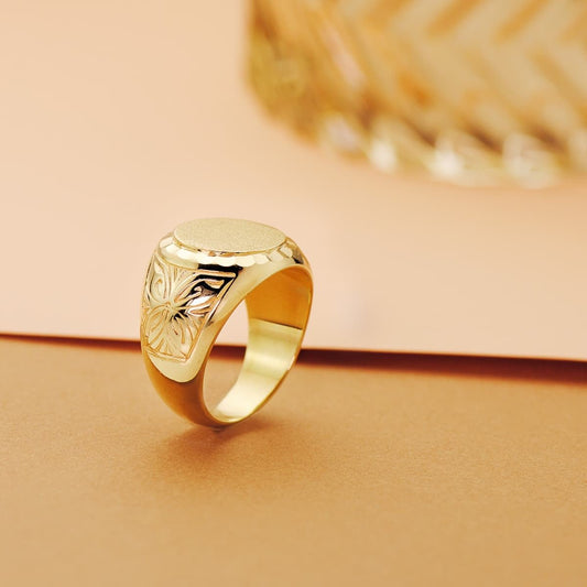 Chevalière ronde sculpté , Or 18K - PARADOXE