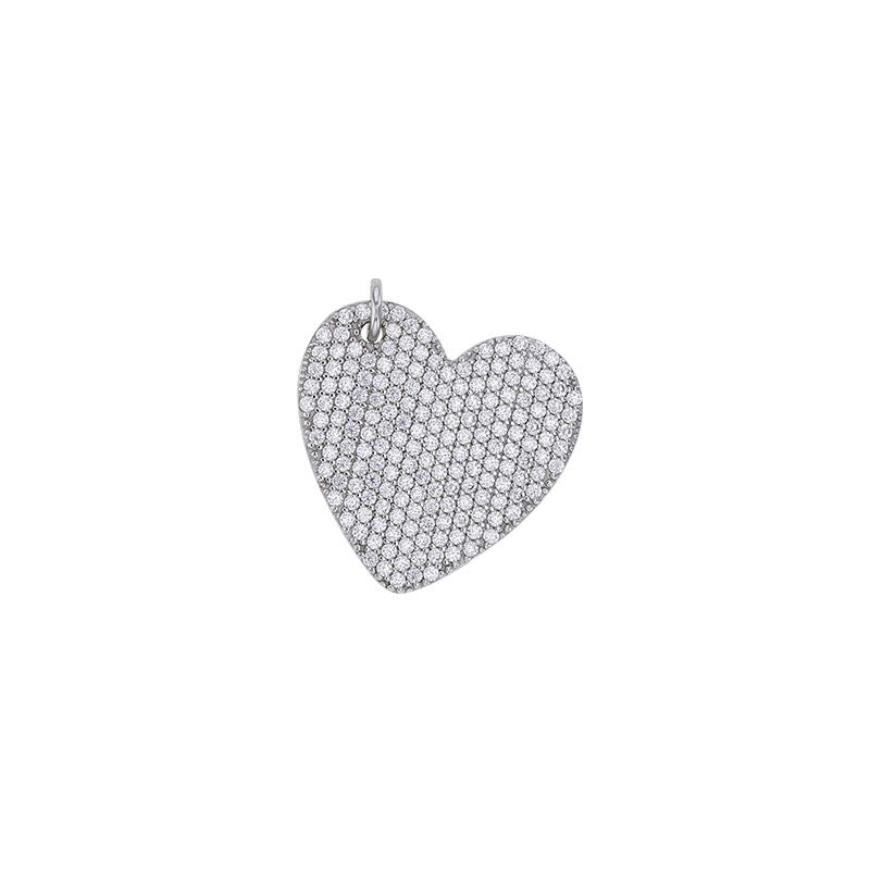 Pendentif coeur pavé de zirconium, argent 925 Rhodié - PARADOXE