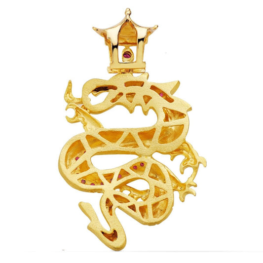 Pendentif dragon zirconium rouge , OR 18K - PARADOXE