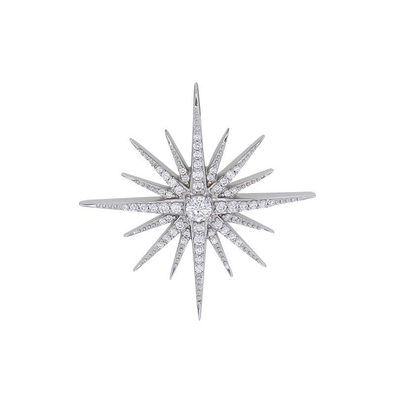 Pendentif étoile 16 branches pavée zirconium, Argent 925 Rhodié - PARADOXE