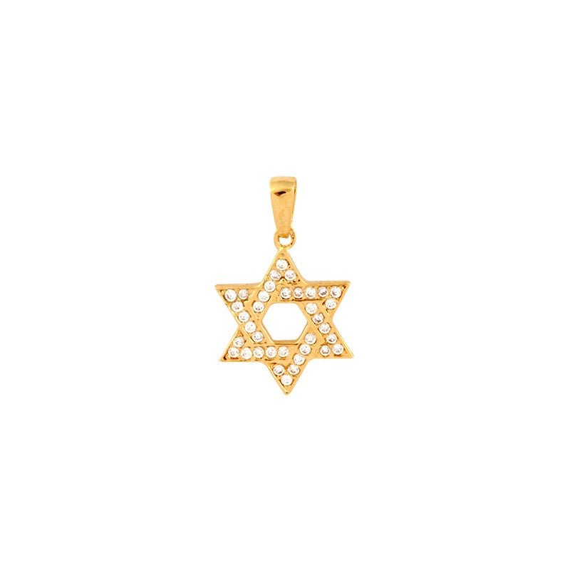 Pendentif Étoile de David pavé zirconium , Or 18k - PARADOXE