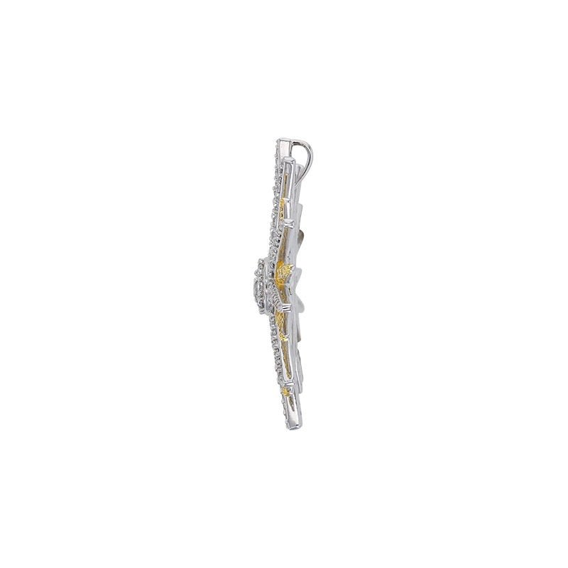 Pendentif grand soleil pavé d'oxydes, Argent 925 Rhodié et Doré - PARADOXE