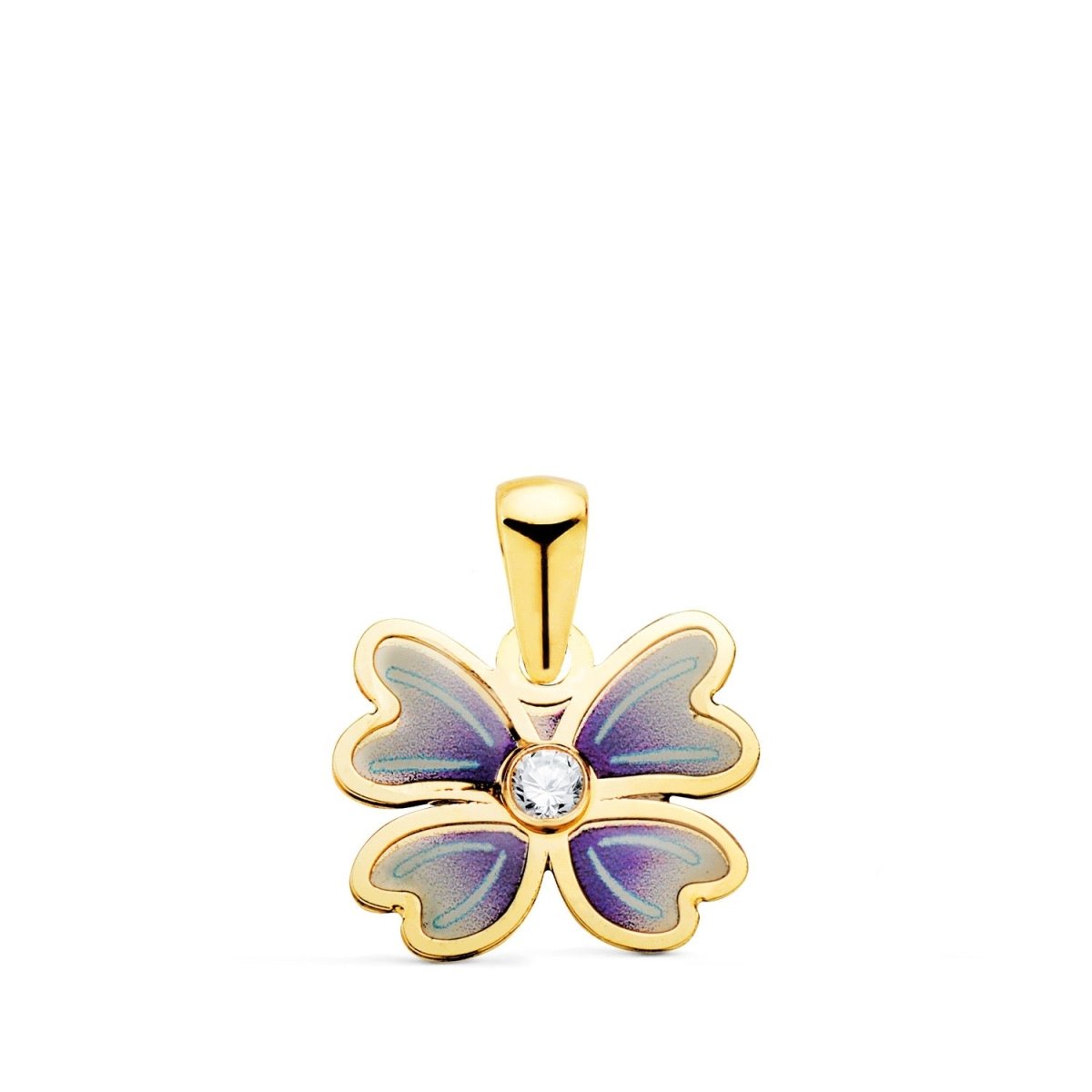 Pendentif papillon bleu serti d'un zirconium , Or 18k - PARADOXE