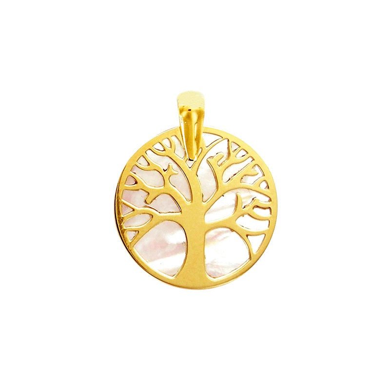 Pendentif rond Arbre de vie nacre , Or 18K - PARADOXE