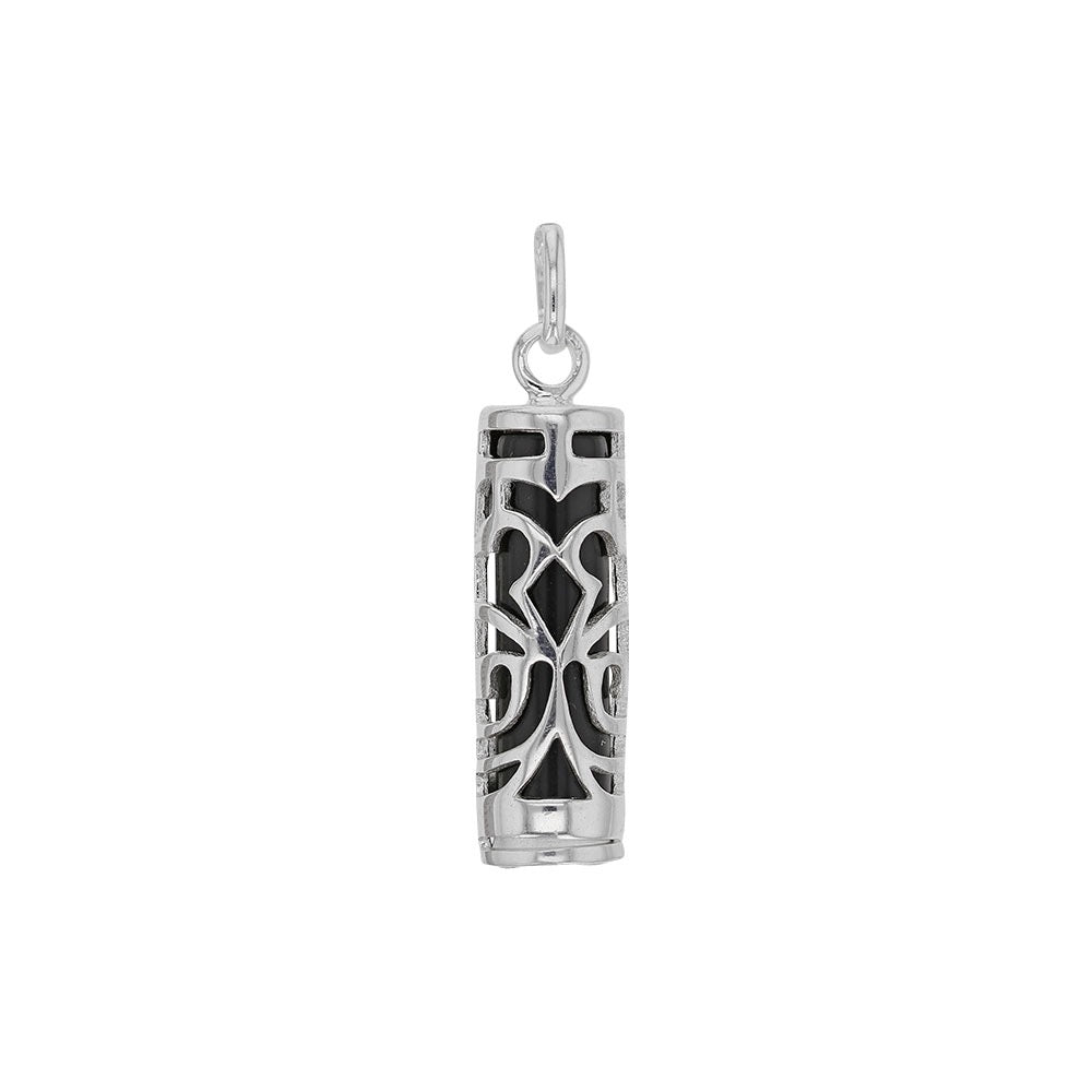 Pendentif Tiki onyx symbole force , Argent 925 - PARADOXE