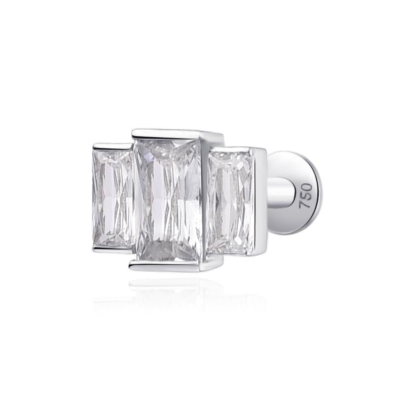 Piercing 3 zircon rectangle , OR BLANC 18K - PARADOXE