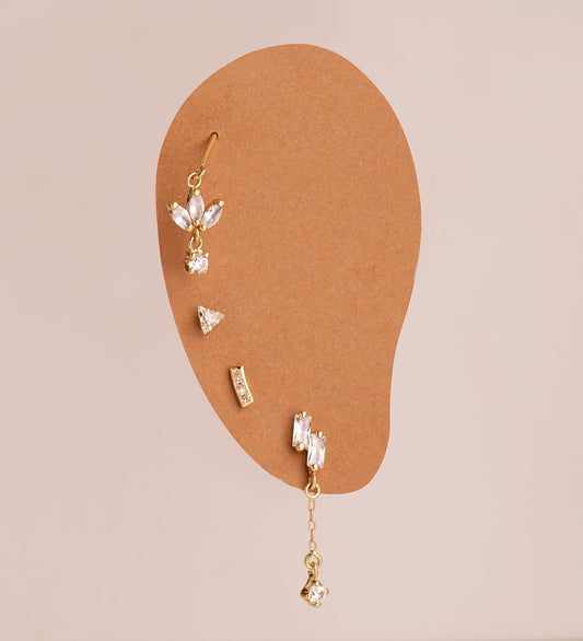 Piercing 3 zircon serti griffe épi petit pendant , OR 18K. - PARADOXE