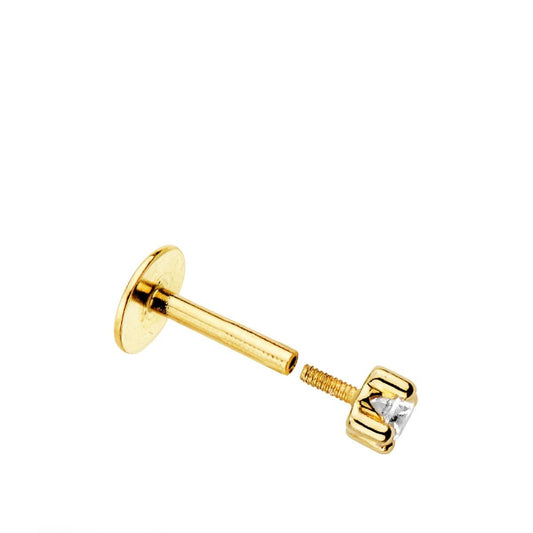 Piercing 4 griffes zircon carré , OR 18K. - PARADOXE