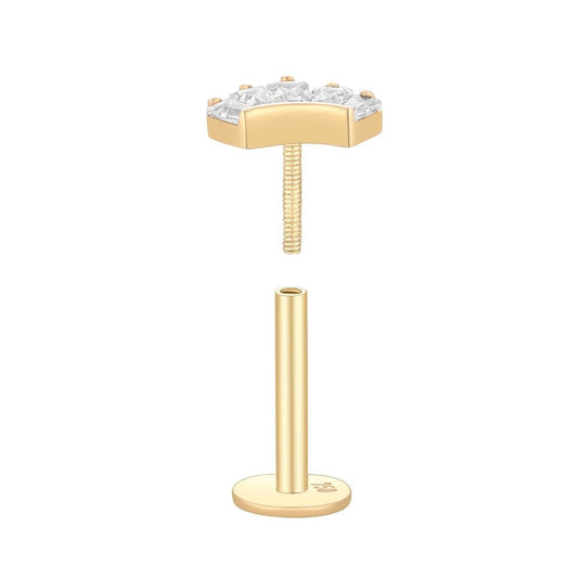 Piercing 5 zirconium courbé , Or 18K - PARADOXE