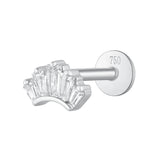 Piercing hélix labret éventail 5 zirconium baguette en or blanc 18 carats