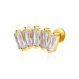 Piercing oreille 5 zirconium en or jaune 18 carats