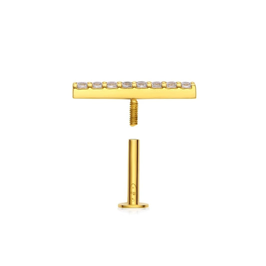 Piercing barette 8 zircon , OR 18K. - PARADOXE