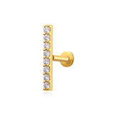 Piercing oreille barrette 8 zirconium en or jaune 18 carats