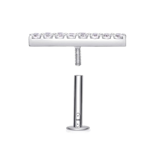 Piercing barette 8 zircon , Or blanc 18K - PARADOXE