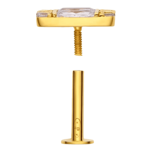 Piercing carré 9 zircon , OR 18K . - PARADOXE