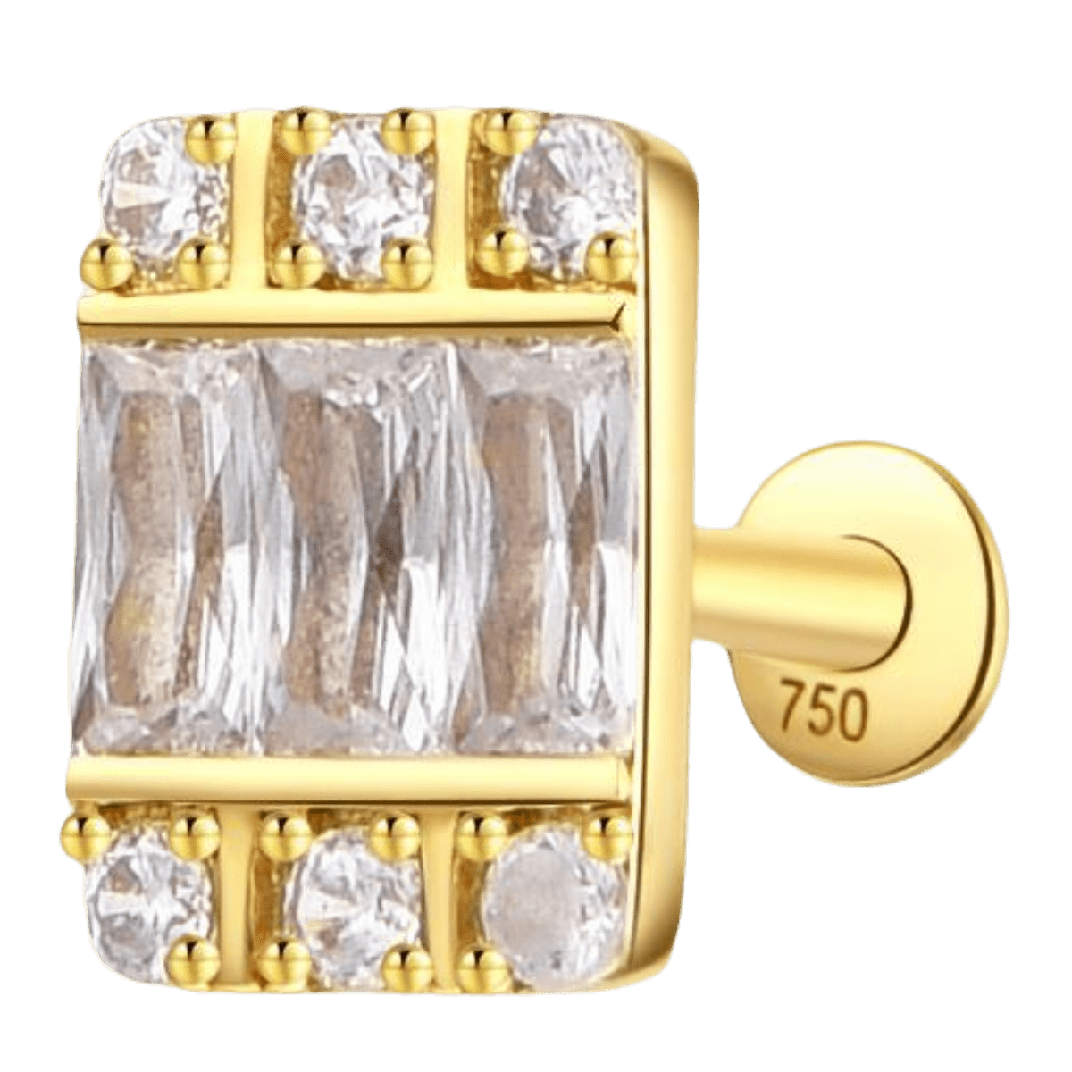 Piercing carré 9 zircon , OR 18K . - PARADOXE