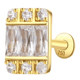 Piercing oreille carré 9 zirconium en or jaune 18 carats