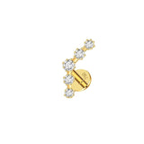 Piercing hélix labret arc 5 zirconium serti griffes en or jaune 18 carats