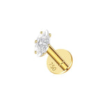 Piercing oreille marquise zirconium serti 6 griffes en or jaune 18 carats