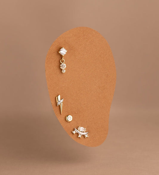 Piercing serti clos zirconium , Or 18K - PARADOXE