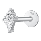 Piercing oreille triangle zirconium serti de 3 zirconium en or blanc 18 carats