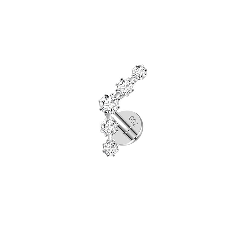 Piercing courbé 5 zircon , OR 18K