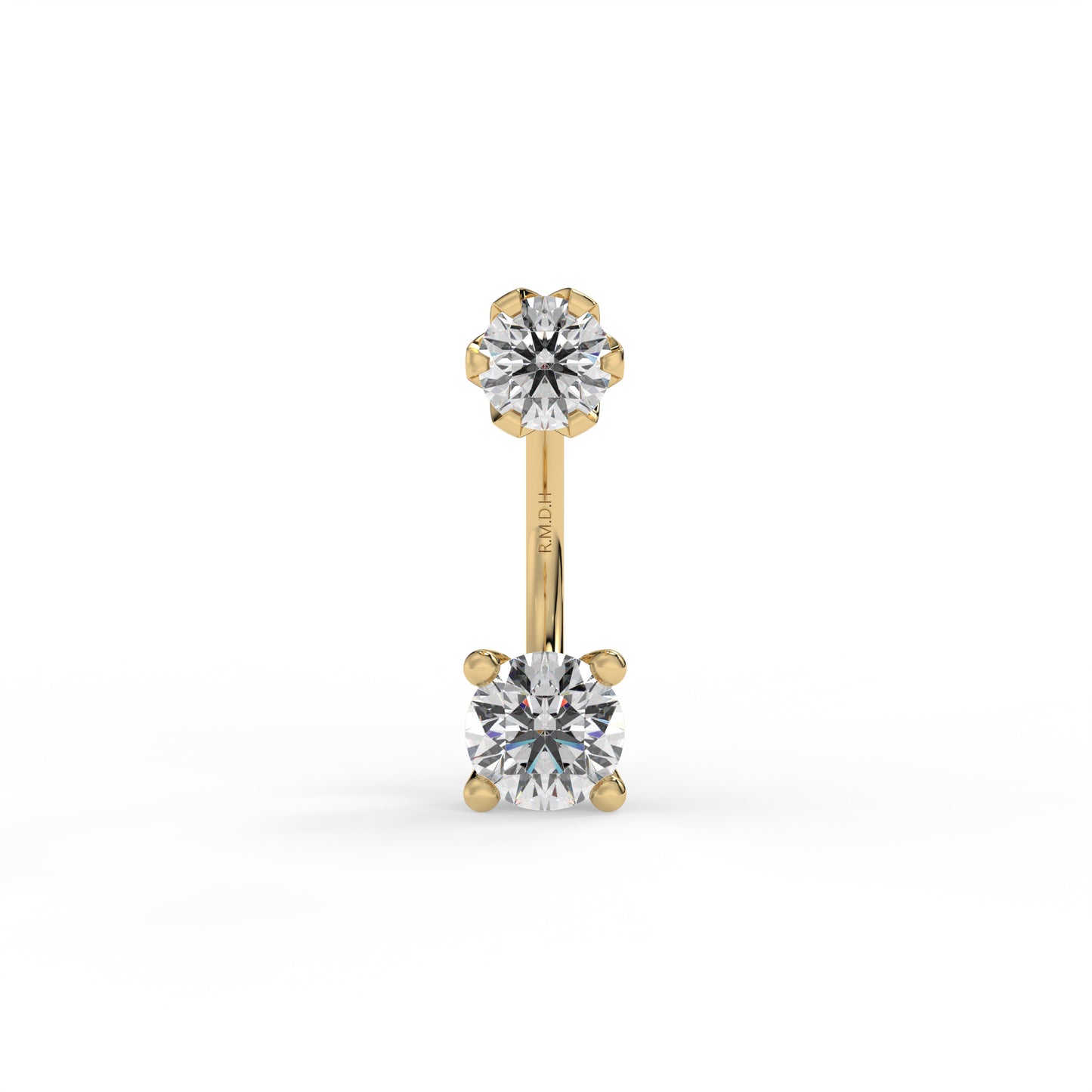 Piercing galbé serti oxyde de zirconium, Or 9K