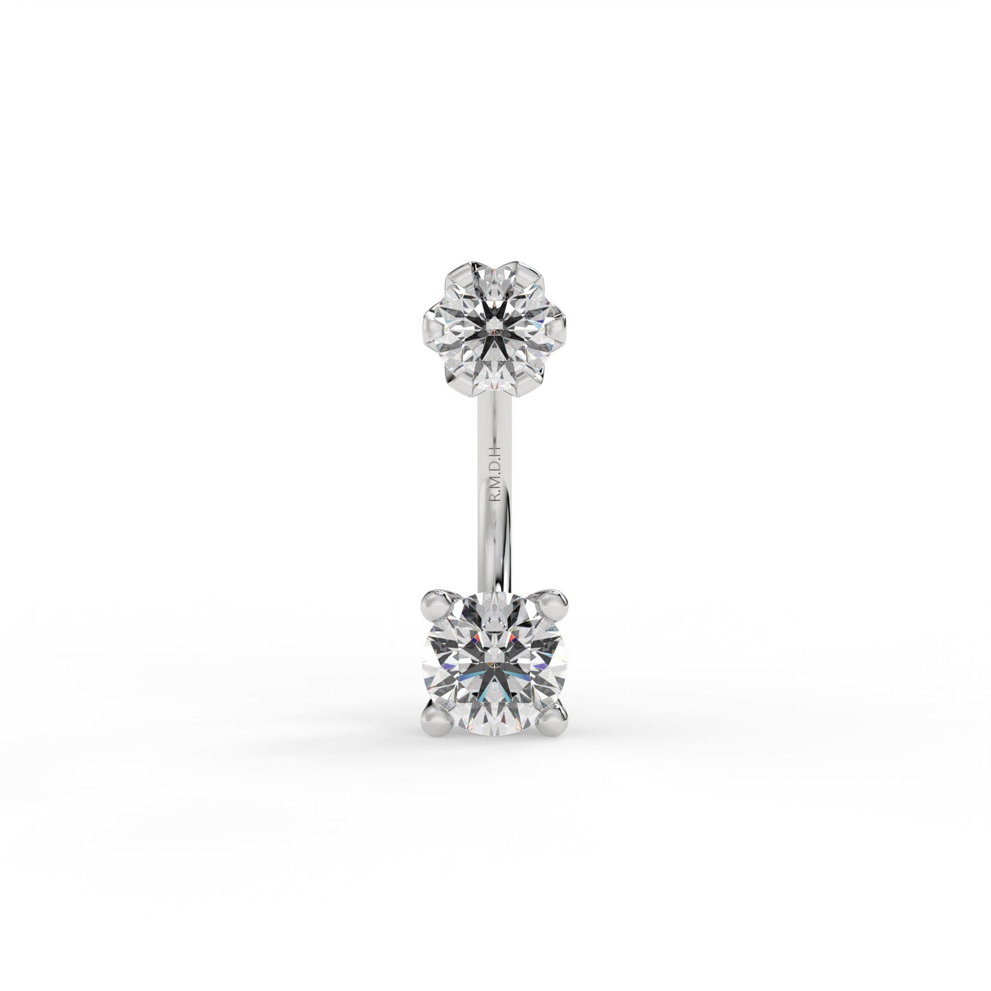 Piercing galbé serti oxyde de zirconium, Or Blanc 9K