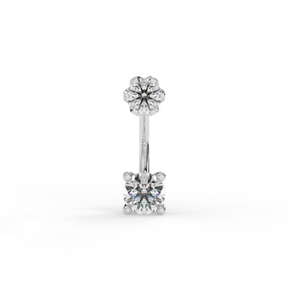 Piercing galbé serti oxyde de zirconium, Or Blanc 9K