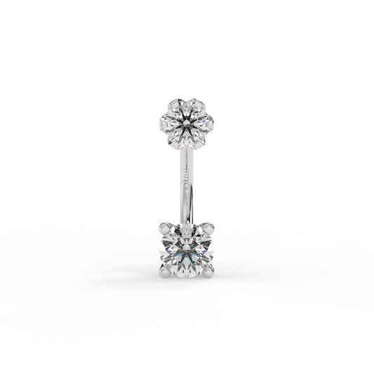 Piercing galbé serti oxyde de zirconium, Or Blanc 9K