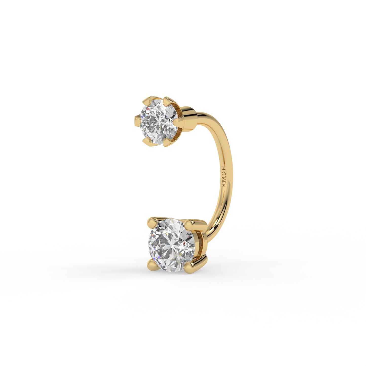 Piercing galbé serti oxyde de zirconium, Or 9K