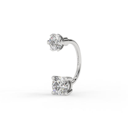 Piercing galbé serti oxyde de zirconium, Or Blanc 9K