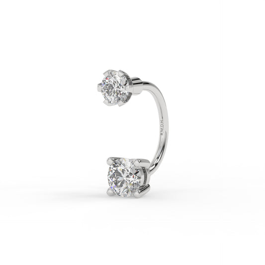 Piercing galbé serti oxyde de zirconium, Or Blanc 9K