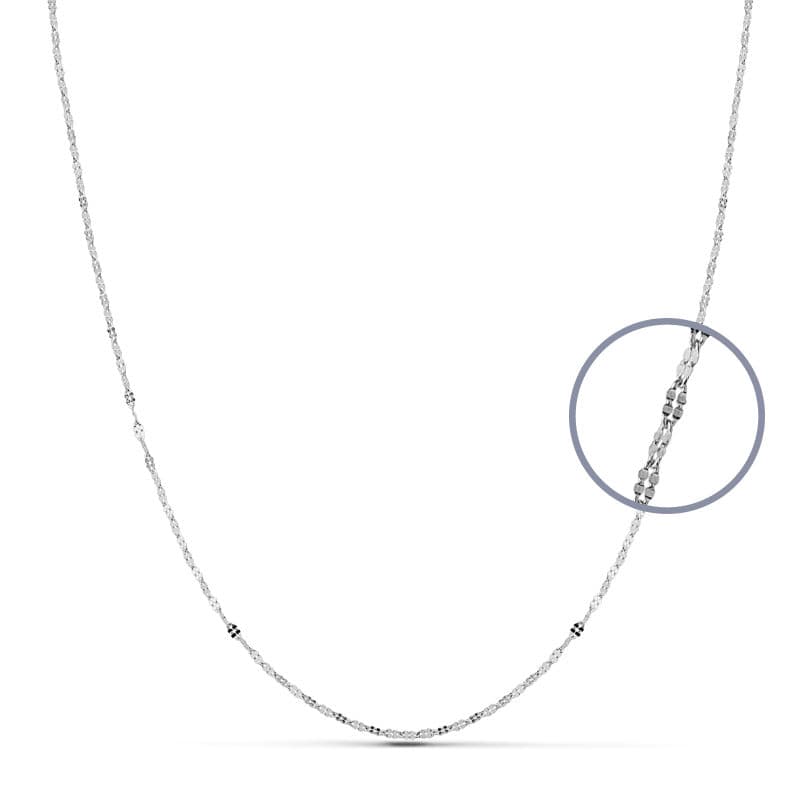 Chaine maille plate , Or blanc 18k