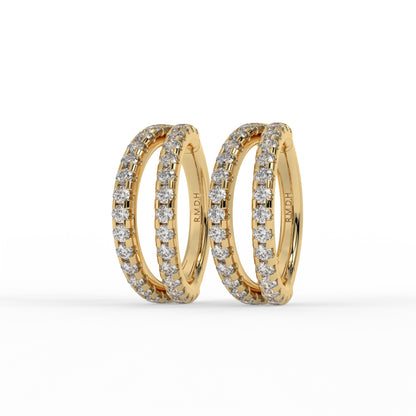 Piercing anneau à double rangée cliquers, OR JAUNE 18K.