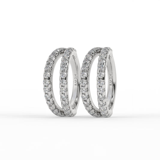 Piercing anneau à double rangée cliquers, OR BLANC 18K.