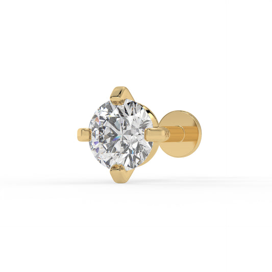 Piercing rond zirconium ,OR JAUNE 9K.