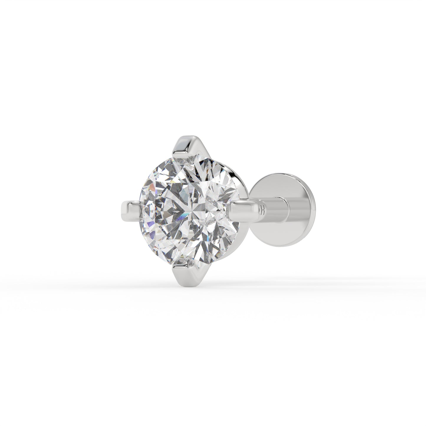 Piercing rond zirconium ,OR BLANC 9K.