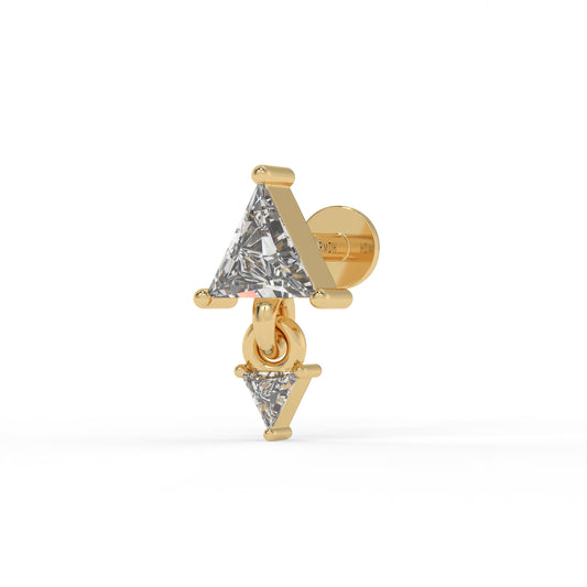 Piercing triangle pendant , OR JAUNE 14K.