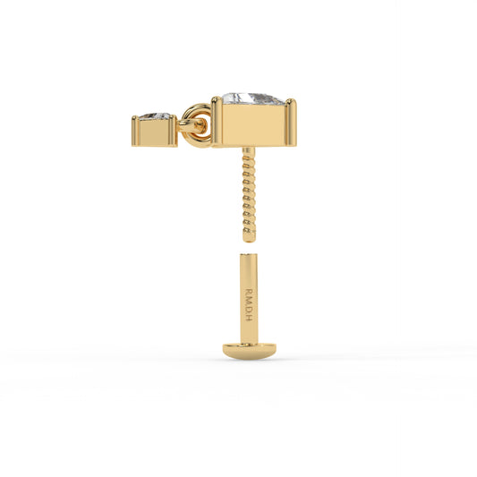 Piercing triangle pendant , OR JAUNE 14K.