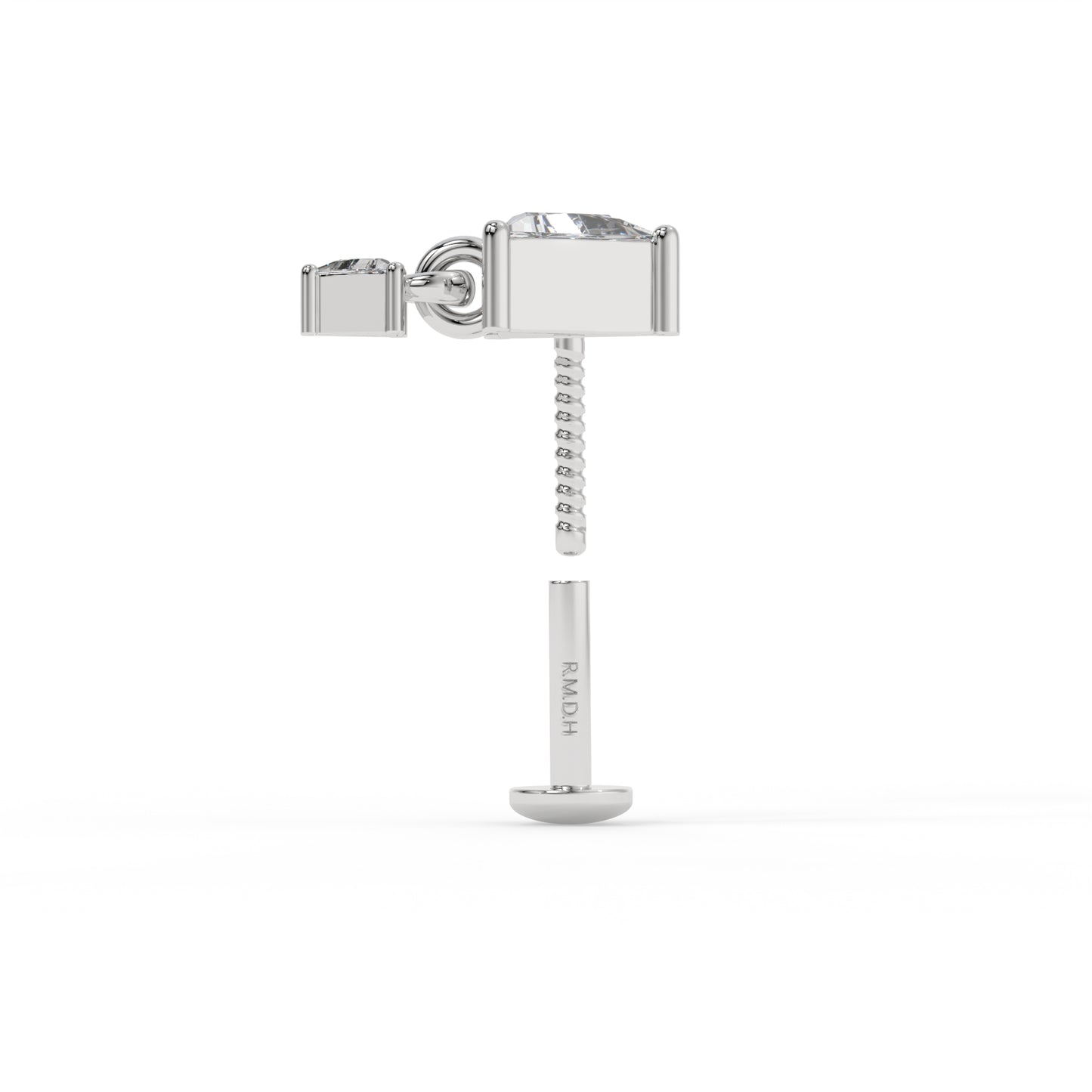 Piercing triangle pendant , OR BLANC 14K.