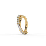 Piercing hélix anneau clicker croisé zirconium en or jaune 9 carats