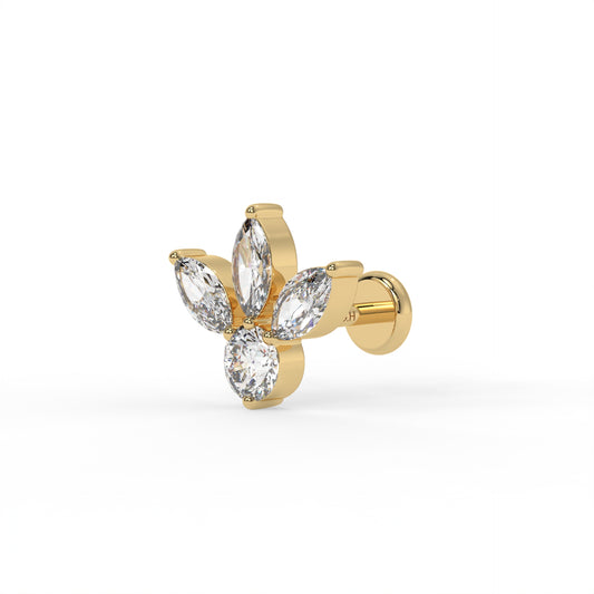 Piercing 3 épi marquise , OR JAUNE 18K.