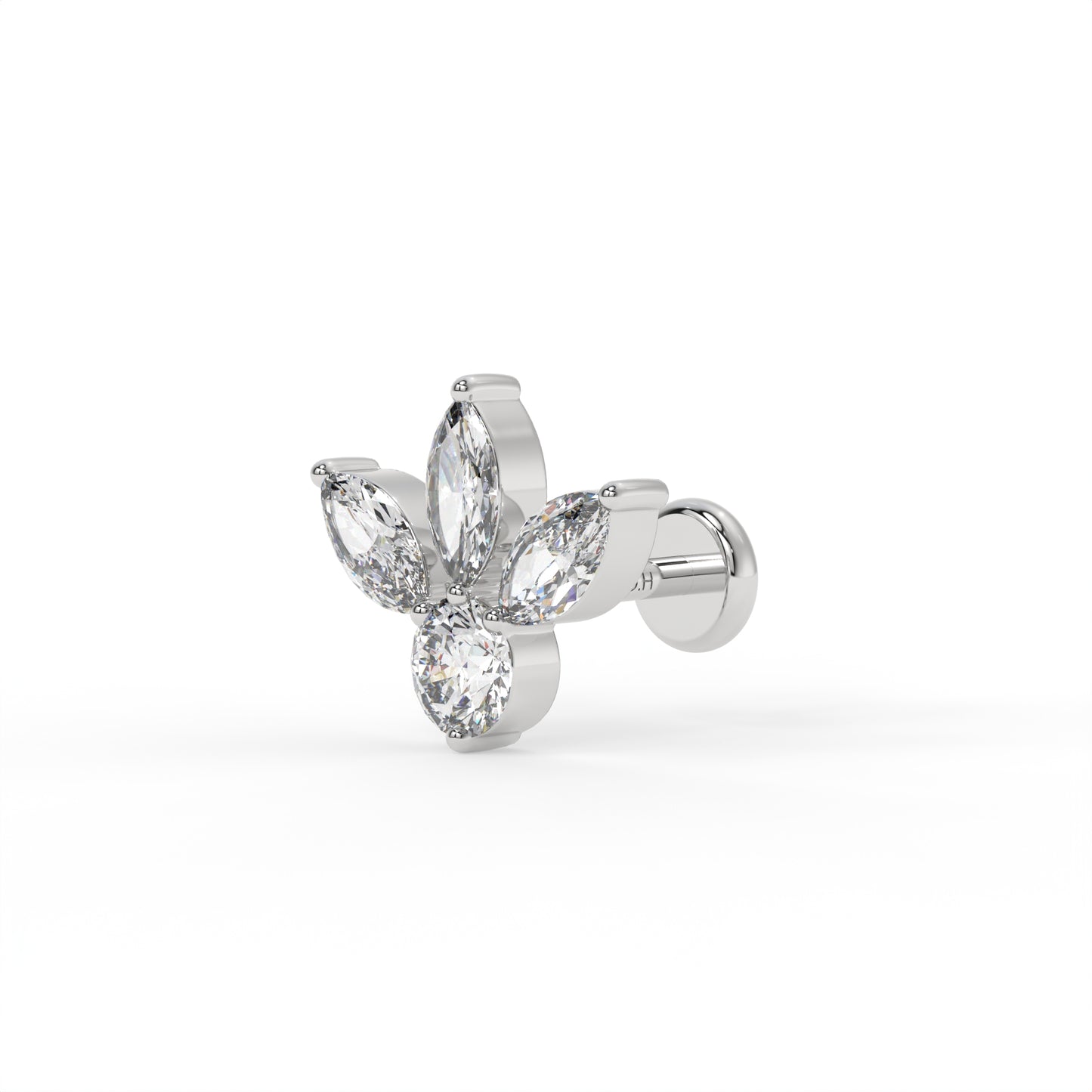 Piercing 3 épi marquise , OR BLANC 18K.