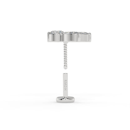 Piercing 3 épi marquise , OR BLANC 18K.