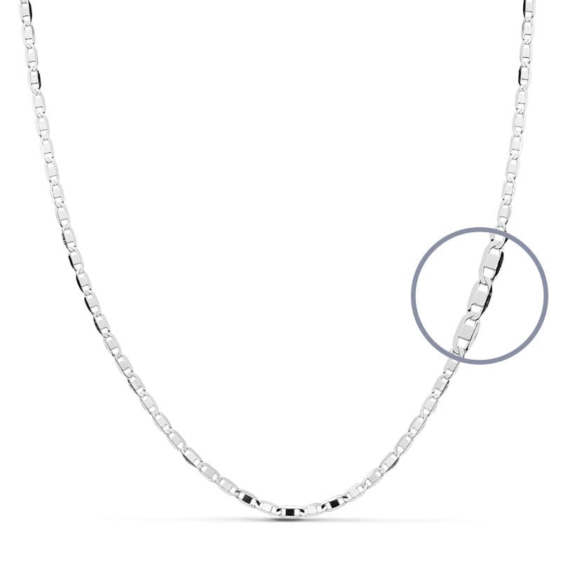 Chaine maille marine plate , Or blanc 18k