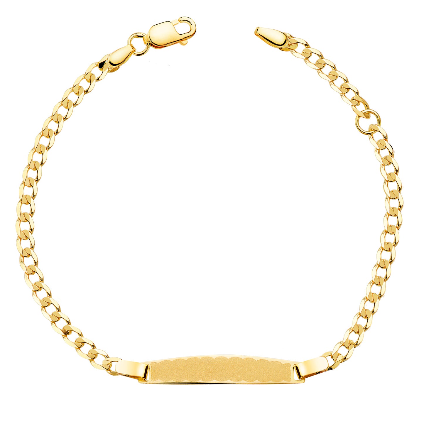 Bracelet Identité bébé maille gourmette, plaque rectangle, Or 18k