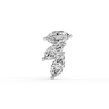 Piercing hélix labret courbe 3 marquises diamant de synthèse en or blanc 18 carats