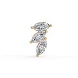 Piercing hélix labret courbe 3 marquises diamant de synthèse en or jaune 18 carats