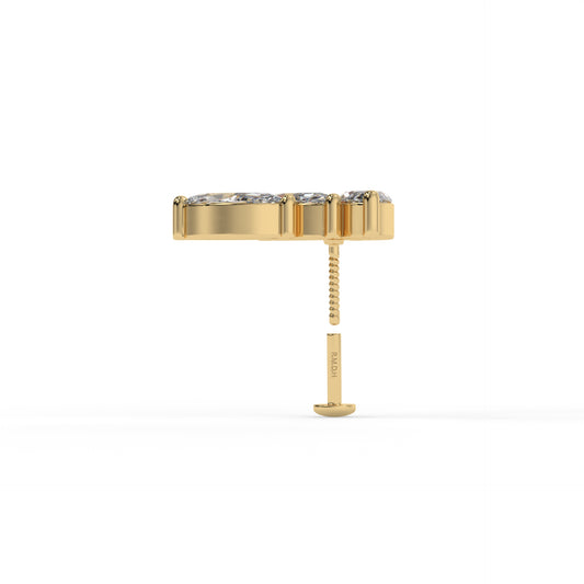 Piercing 3 marquise courbé,OR JAUNE 18K.